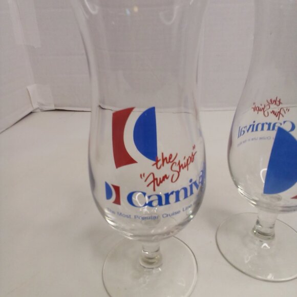 Vintage Carnival Cruise Line Cocktail Wine Glass Lot of 2 The Fun Ships 8" - Picture 5 of 9